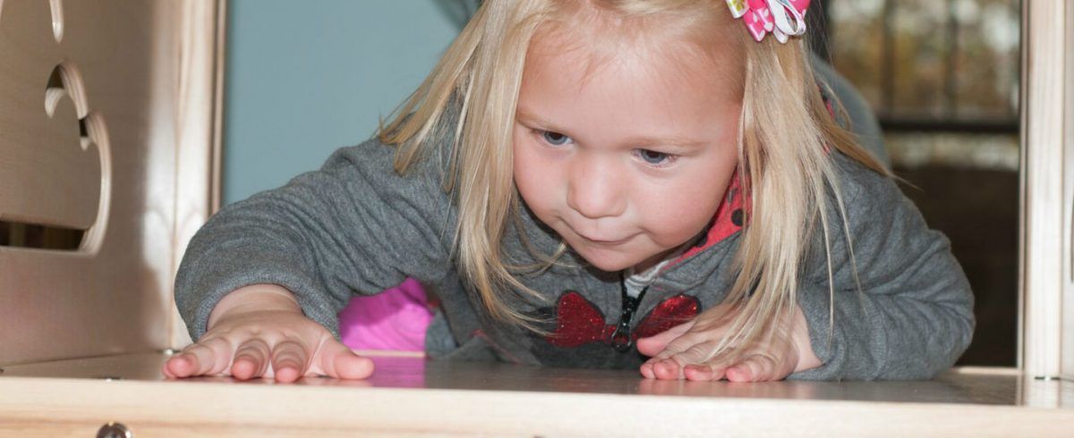 child climbing slide